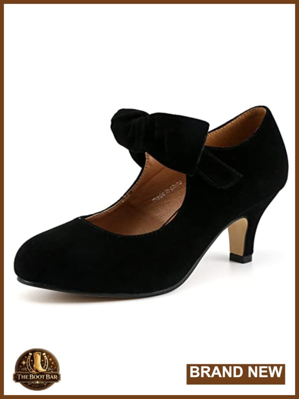 Women's Bow Mary Jane Kitten Heel Pumps Round Toe Dress Shoes